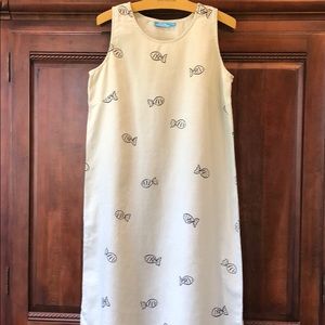 Cotton Connection Linen Dress- Black Fish Print